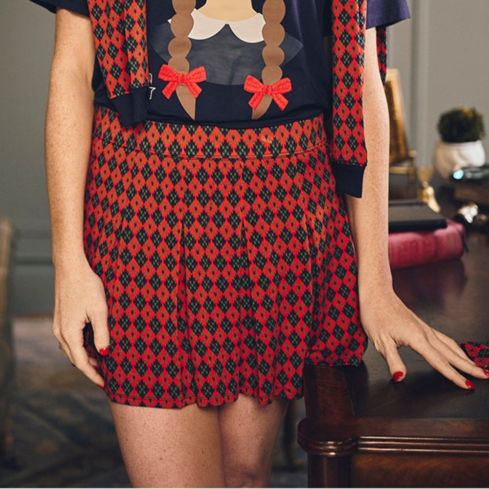 Posh Peanut American Girl Molly Red and Black Checkered Skater Skort - M